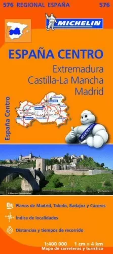 ESPAÑA CENTRO: EXTREMADURA, CASTILLA LA MANCHA, MADRID MAPA 1:400.000 N 576