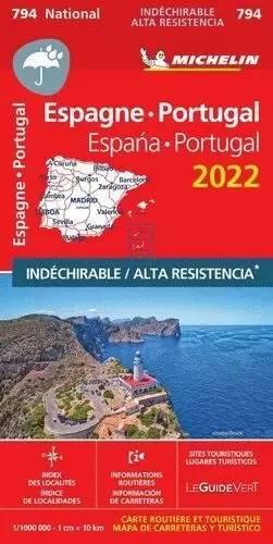 MAPA ESPAÑA PORTUGAL 1/1.000.000 Nº 794 2022 (ALTA RESISTENCIA)