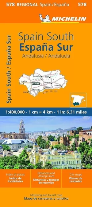 MAPA REGIONAL PLEGABLE 578 ESPAÑA SUR ANDALUCIA ESCALA 1:400.000