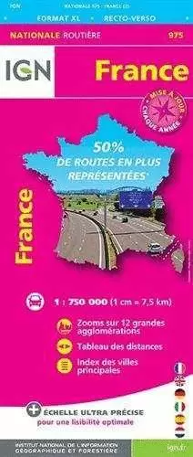 975 FRANCE 1:750.000 FORMAT XL RECTO-VERSO -IGN