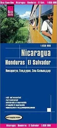 NICARAGUA HONDURAS EL SALVADOR, MAPA 1:650.000