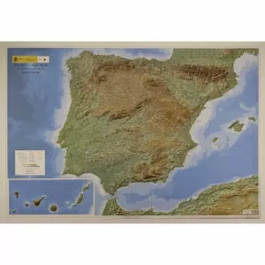 MAPA DE LA PENÍNSULA IBÉRICA, BALEARES Y CANARIAS EN RELIEVE, E 1:1250000