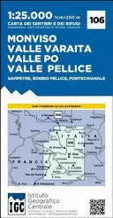 IGC ITALIEN MAPA 1 : 25 000 WANDERKARTE 106 MONVISO