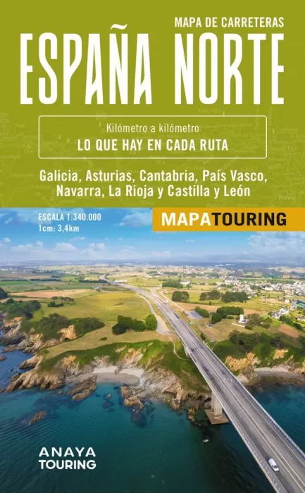 MAPA DE CARRETERAS DE ESPAÑA NORTE 1:340.000 - (DESPLEGABLE). ANAYA  TOURING. Libro en papel. 9788491587156 Librería Patagonia